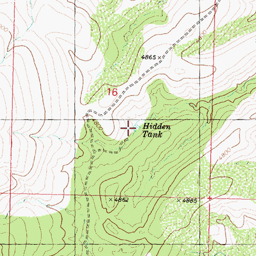 Topographic Map of Hidden Tank, AZ