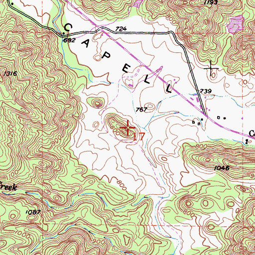 Topographic Map of Oak Moss Creek, CA