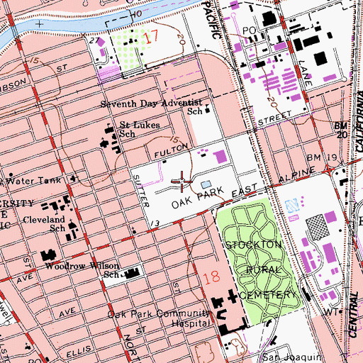 Topographic Map of Oak Park, CA