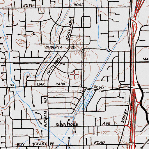 Topographic Map of Oak Park School, CA