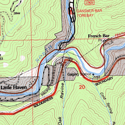 Topographic Map of Oak Ravine, CA