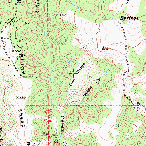 Topographic Map of Oak Ridge, CA
