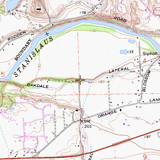 Topographic Map of Oakdale Lateral, CA