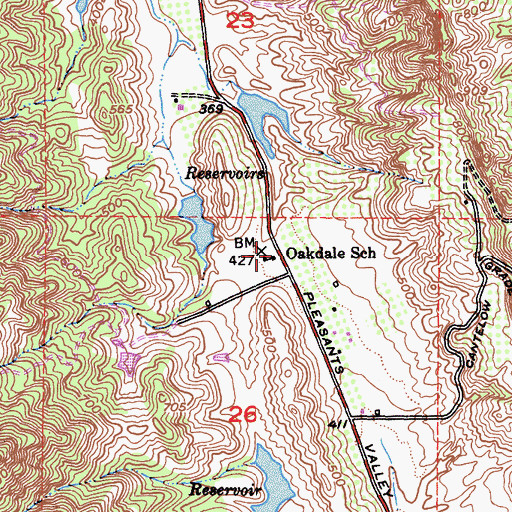 Topographic Map of Oakdale School, CA