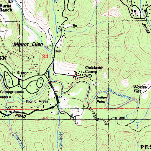 Topographic Map of Oakland Camp, CA