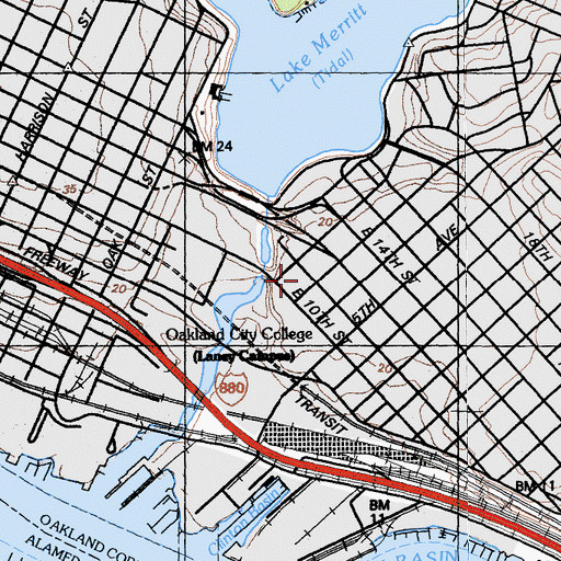 Topographic Map of Oakland City College, CA