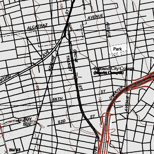 Topographic Map of Oakland City College, CA