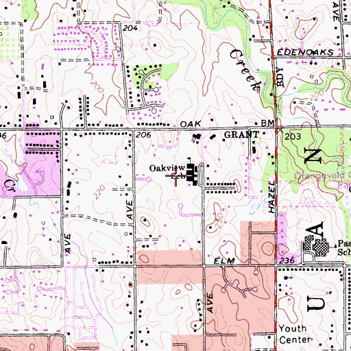 Topographic Map of Oakview Community Elementary School, CA