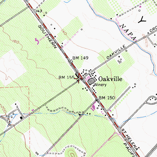 Topographic Map of Oakville, CA
