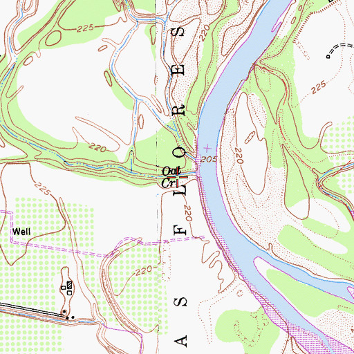 Topographic Map of Oat Creek, CA