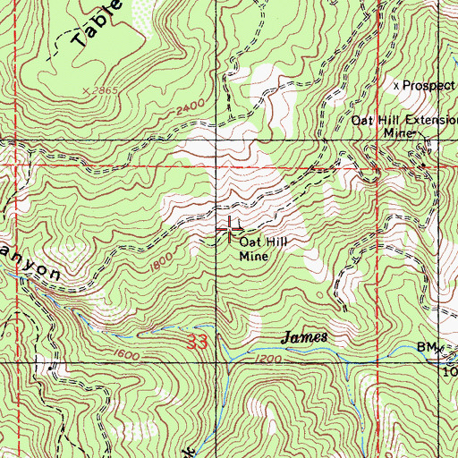 Topographic Map of Oat Hill Mine, CA