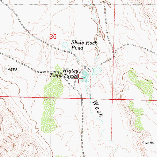 Topographic Map of Higley Twin Tanks, AZ
