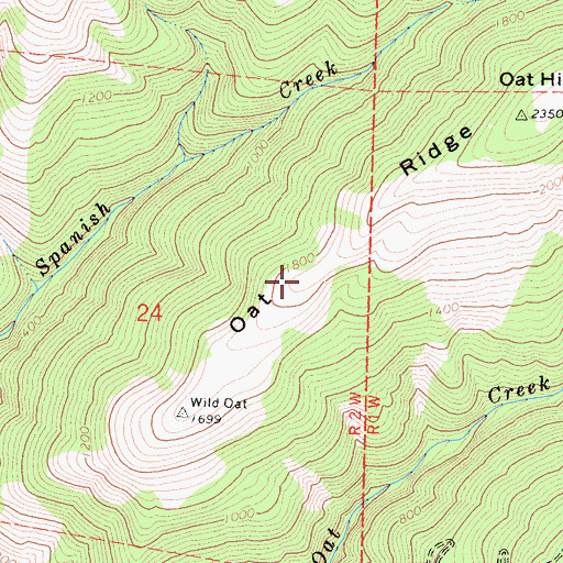 Topographic Map of Oat Ridge, CA