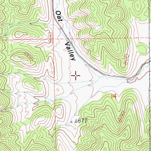 Topographic Map of Oat Valley, CA