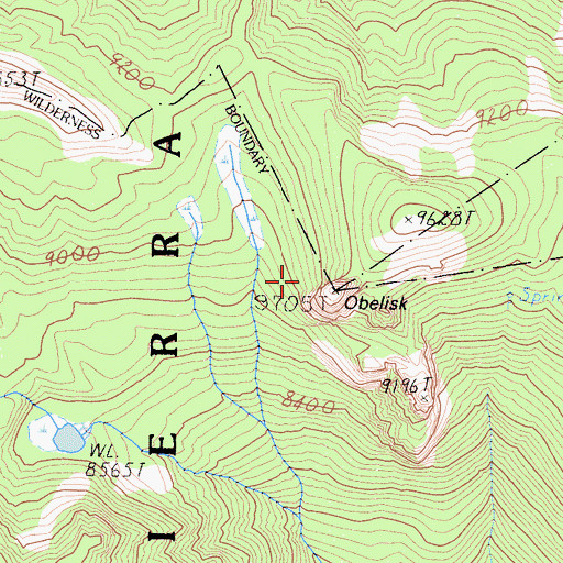 Topographic Map of Obelisk, CA