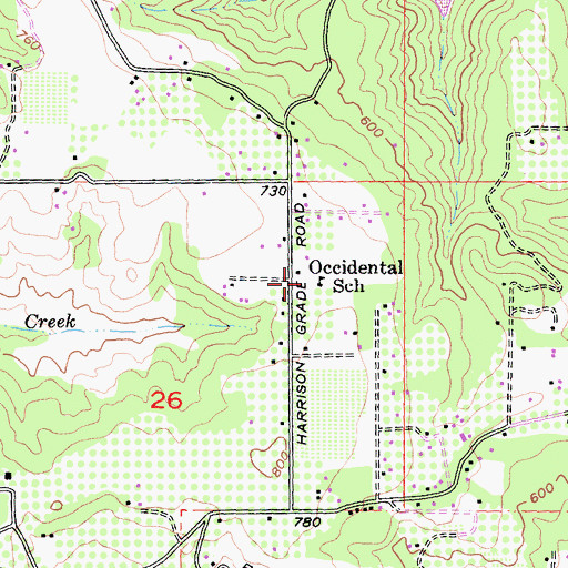 Topographic Map of Occidental School, CA