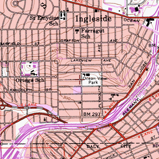 Topographic Map of Ocean View Park, CA