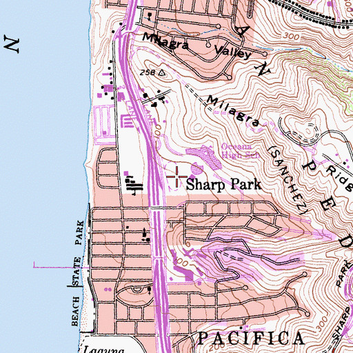 Topographic Map of Oceana High School, CA