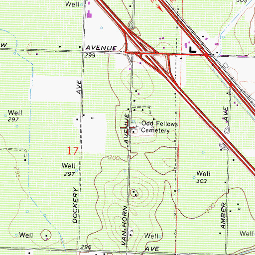 Topographic Map of Odd Fellows Cemetery, CA