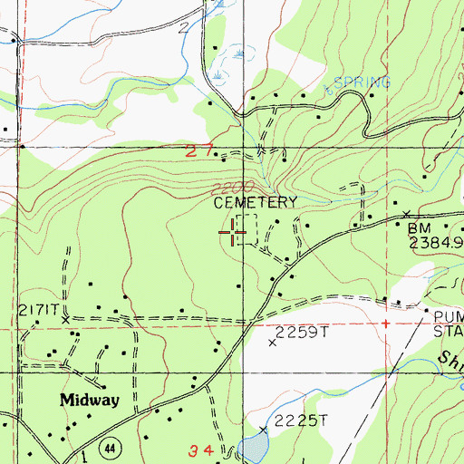 Topographic Map of Ogburn Inwood Cemetery, CA