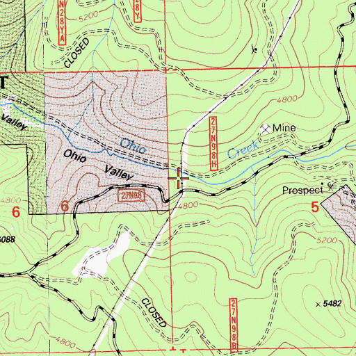 Topographic Map of Ohio Valley, CA
