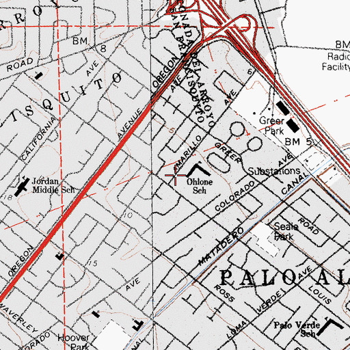 Topographic Map of Ohlone Elementary School, CA