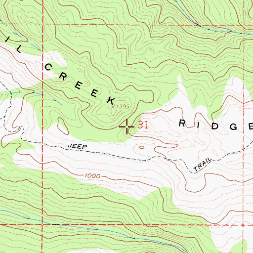Topographic Map of Oil Creek Ridge, CA