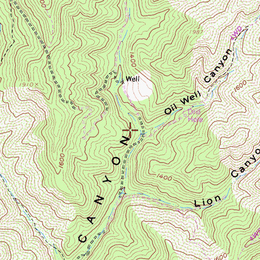 Topographic Map of Oil Well Canyon, CA