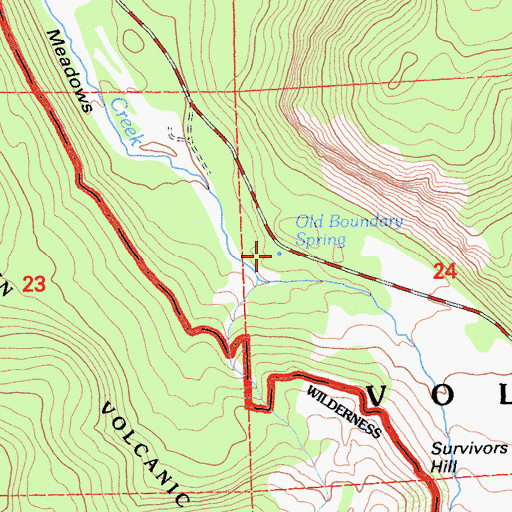 Topographic Map of Old Boundary Spring, CA