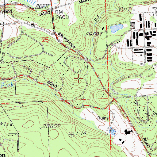 Topographic Map of Old Brunswick Mine, CA