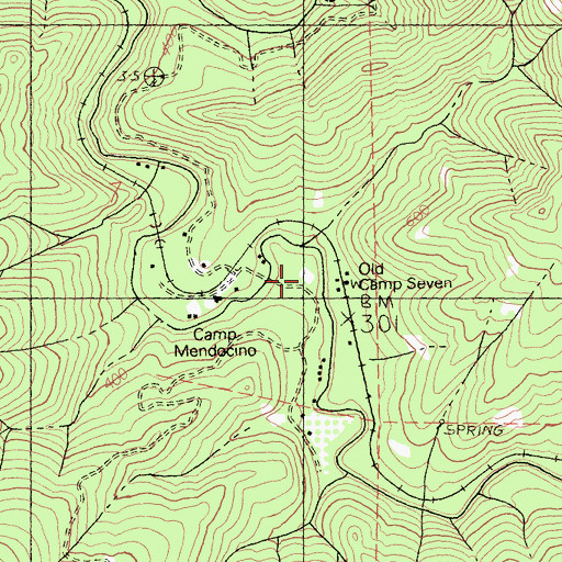 Topographic Map of Old Camp Seven, CA