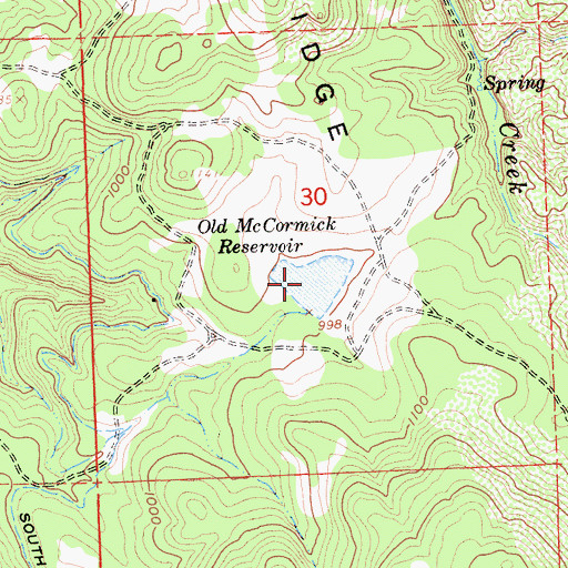 Topographic Map of Old McCormick Reservoir, CA