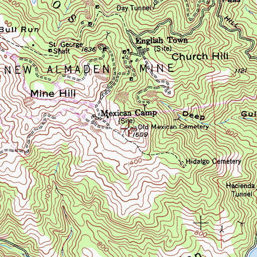 Topographic Map of Old Mexican Cemetery (historical), CA