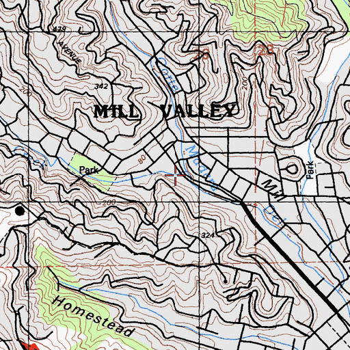 Topographic Map of Old Mill Creek, CA