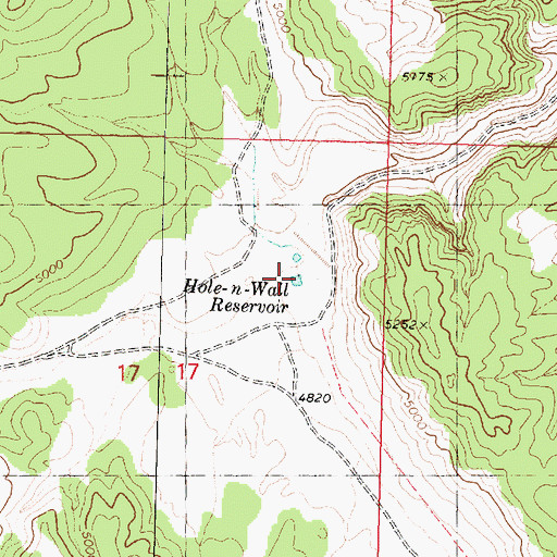 Topographic Map of Hole-n-Wall Reservoir, AZ