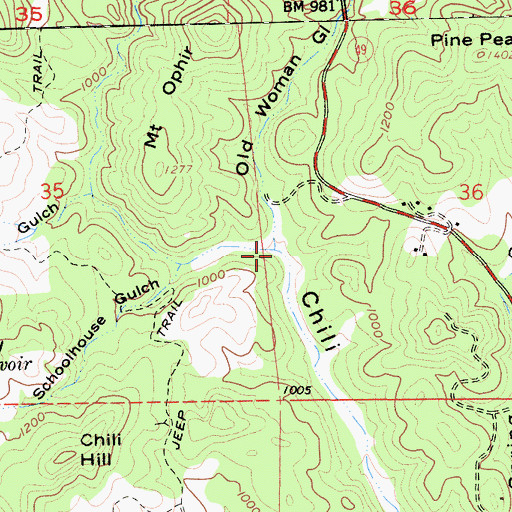 Topographic Map of Old Woman Gulch, CA