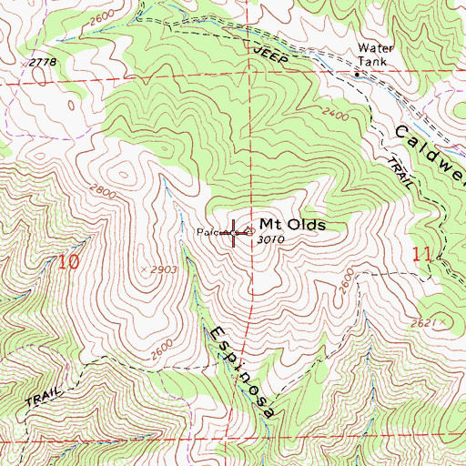 Topographic Map of Mount Olds, CA