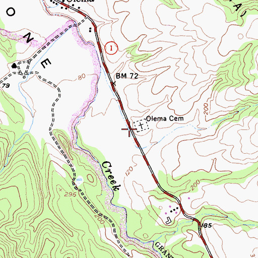 Topographic Map of Olema Cemetery, CA