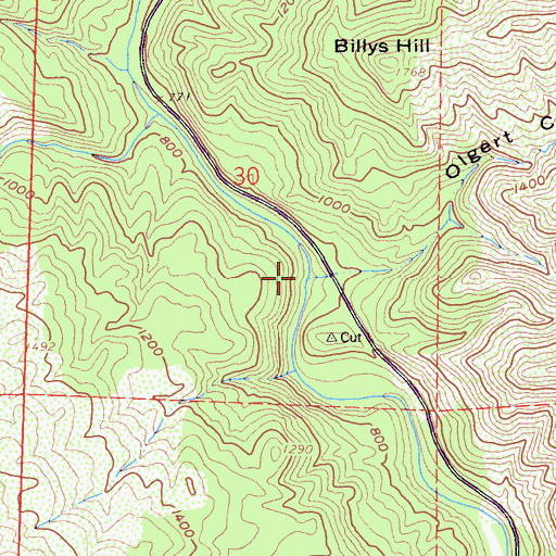 Topographic Map of Olgert Canyon, CA