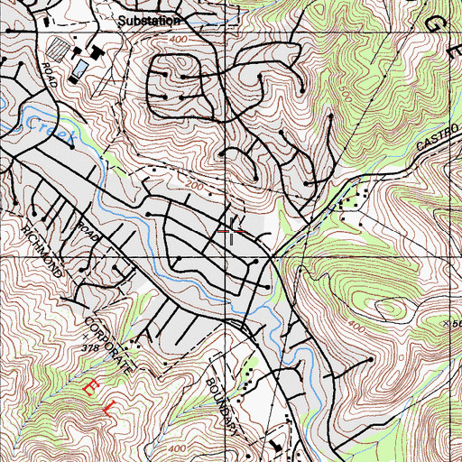 Topographic Map of Olinda Elementary School, CA