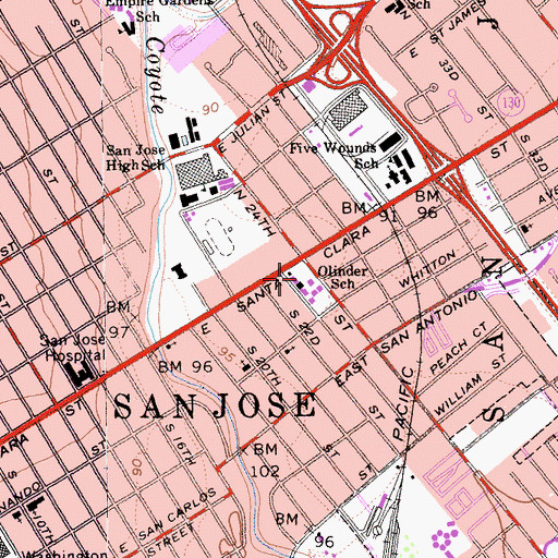 Topographic Map of Olinder School, CA