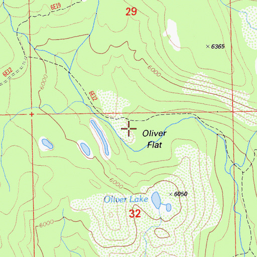 Topographic Map of Oliver Flat, CA
