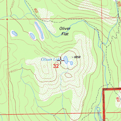 Topographic Map of Oliver Lake, CA