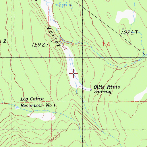 Topographic Map of Ollie Rivis Spring, CA