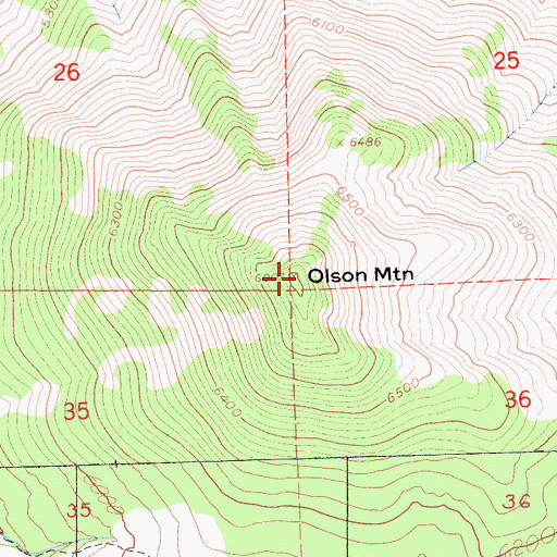 Topographic Map of Olson Mountain, CA