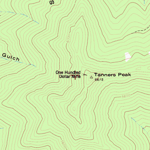 Topographic Map of One Hundred Dollar Mine, CA