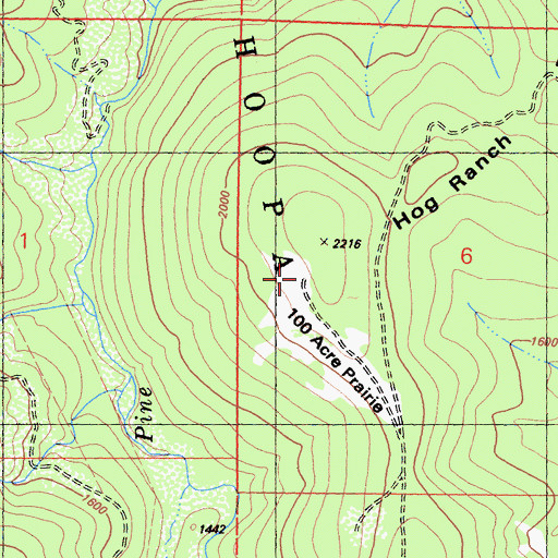 Topographic Map of Onehundred Acre Prairie, CA