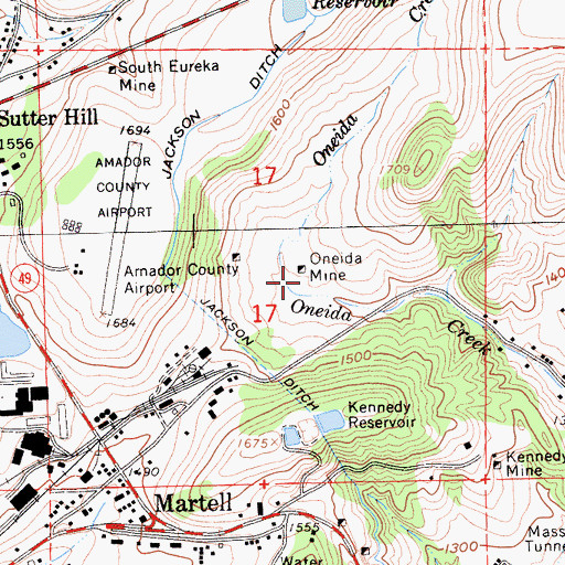 Topographic Map of Oneida Mine, CA