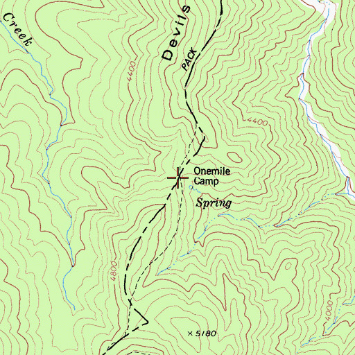 Topographic Map of Onemile Camp, CA