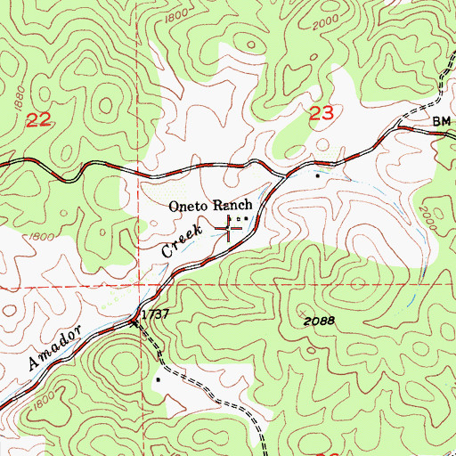 Topographic Map of Oneto Ranch, CA